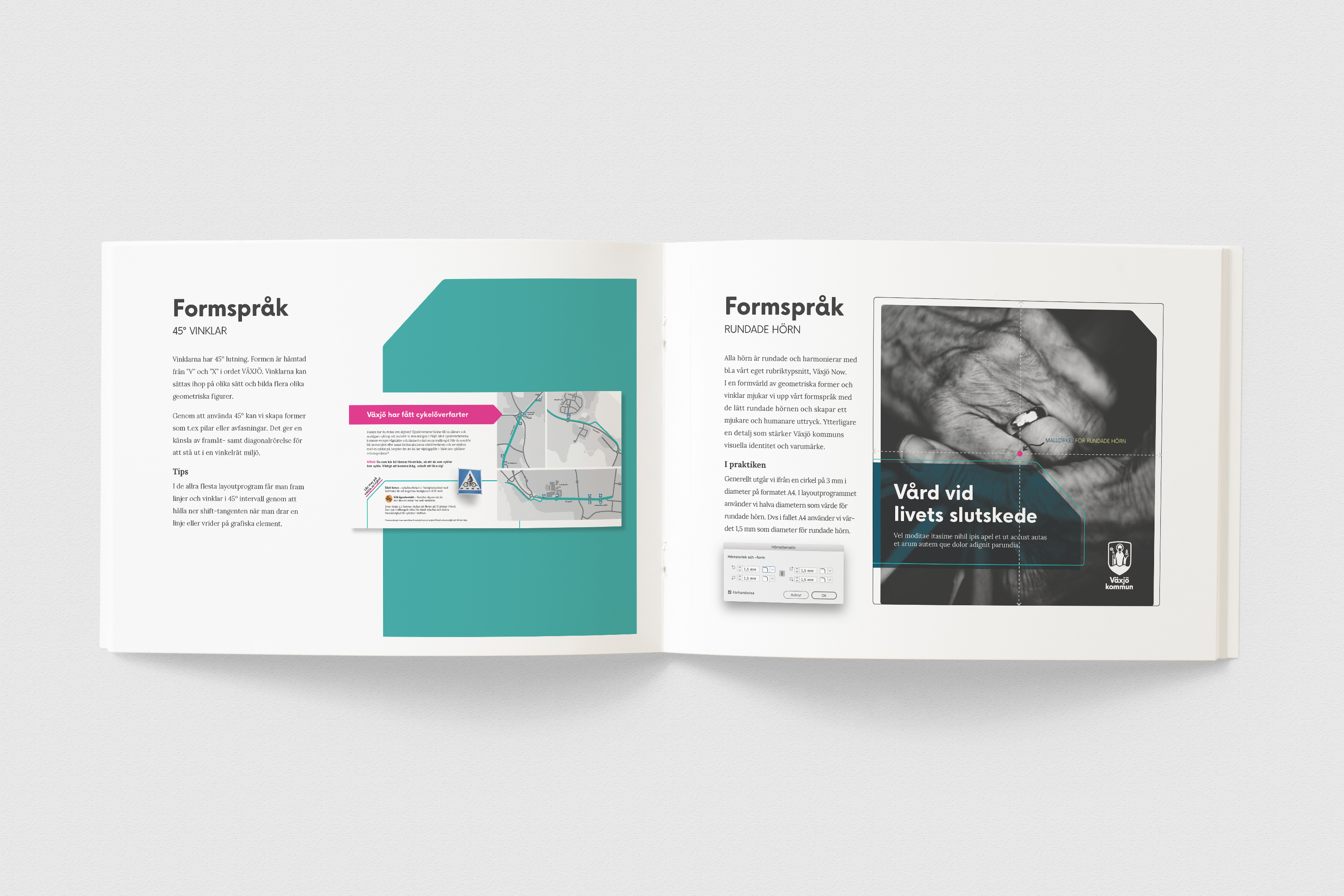 Spread from the Växjö kommun brand guide
